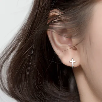 

Trusta Genuine Fashion 925 Sterling Silver Sweet Cross Ear Cuff Clip On Earring For Women Girl Piercing Earing Jewelry DS2440