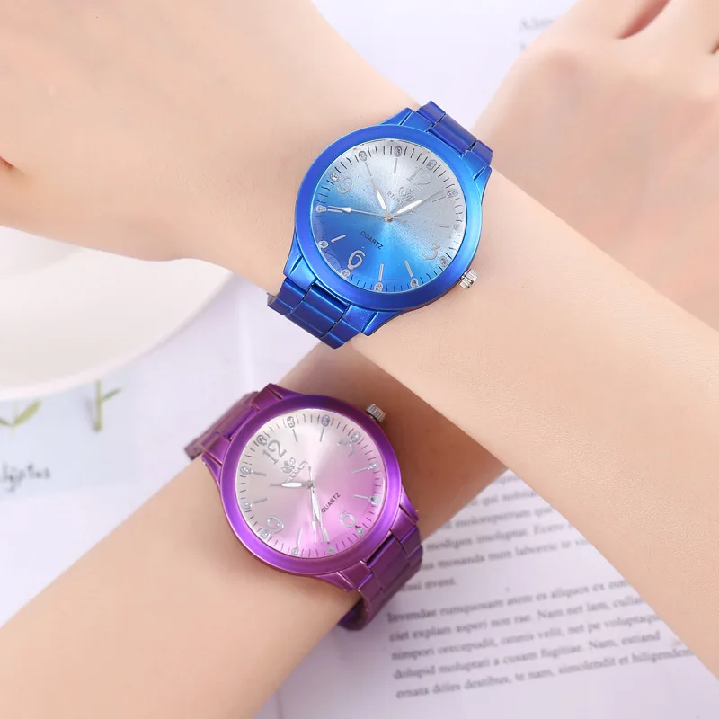 

Hot Sales New Style Gradient Dial Steel Belt-Style with Numbers Ladies' Watch Simple Students Watch
