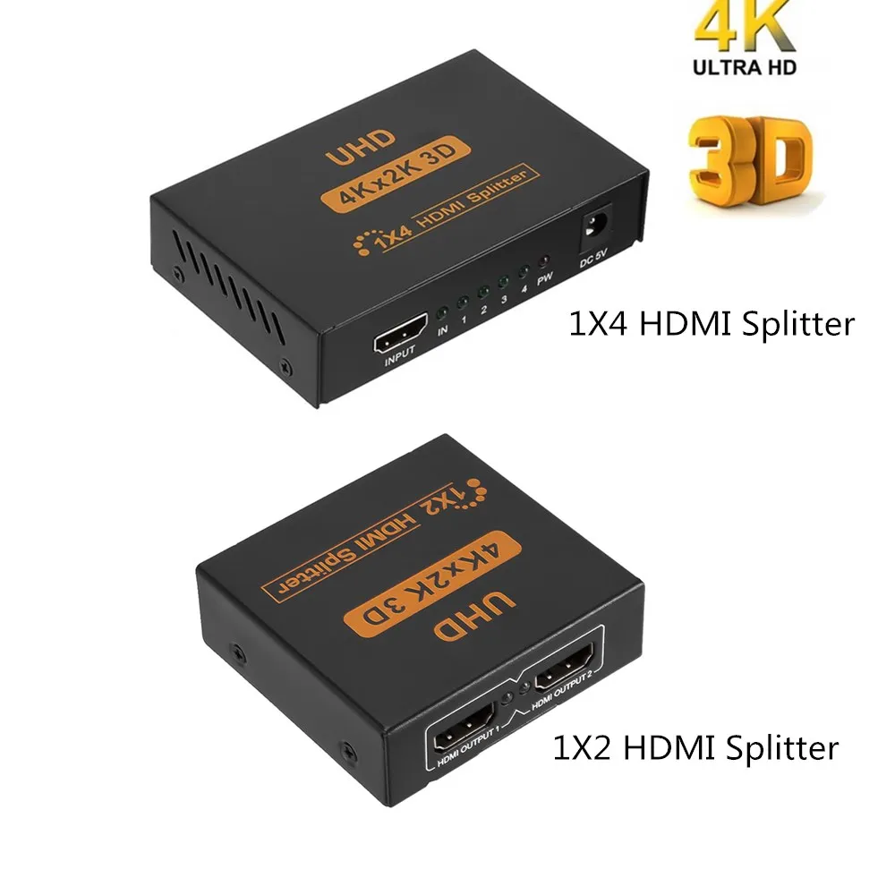 Сплиттер Kebidu 4K UHD 3D HD HDMI сплиттер 1X4 HDMI сплиттер 1X2 1080p переключатель усилитель повторителя для HDTV DVD PS3 Xbox