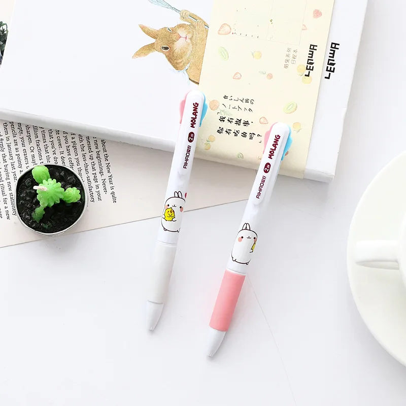 

2 Pcs Gel Pens Cartoon Molang Rabbit Black Colored Gel-inkpens For Writing Cute Stationery Office School Supplies