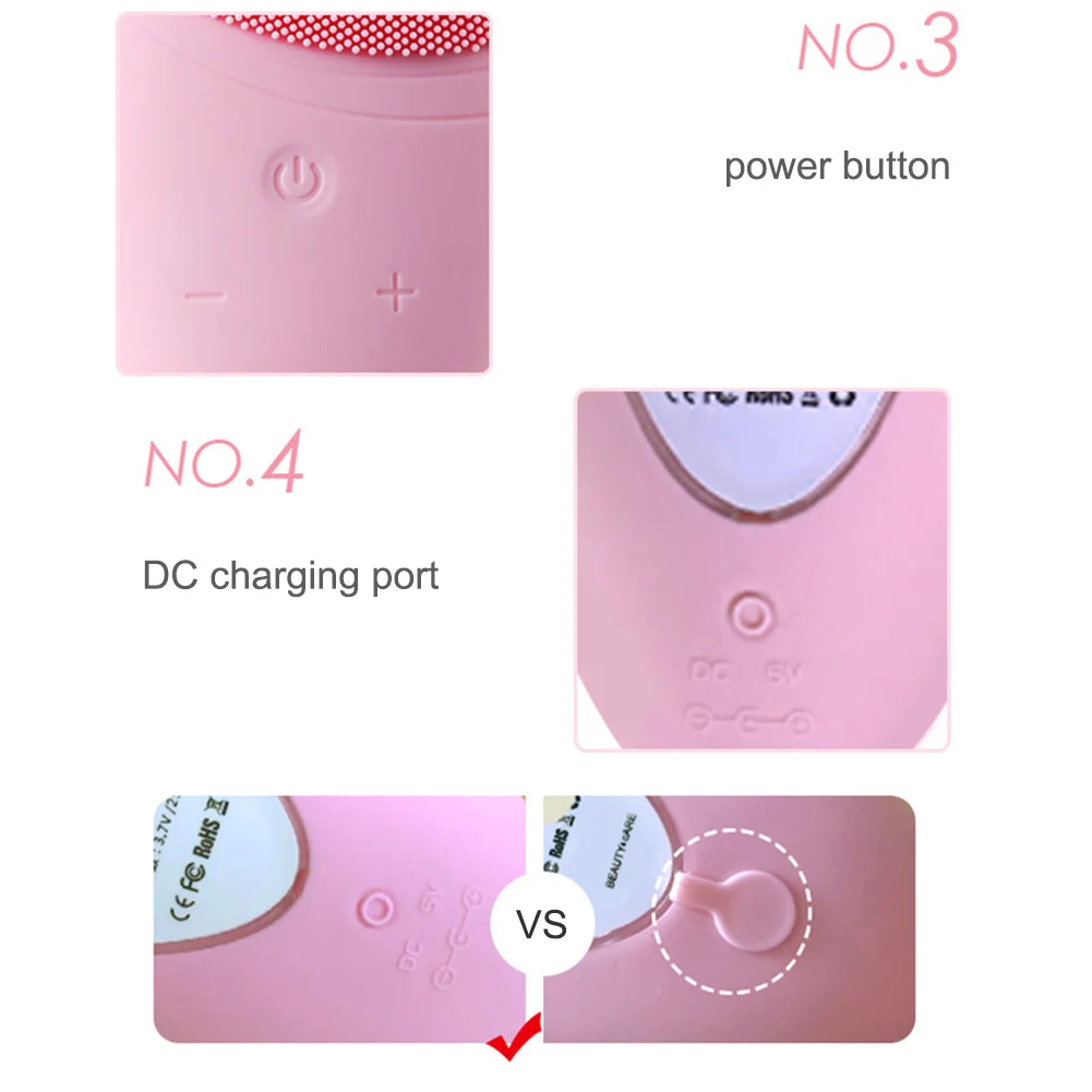 USB Rechargeable Silicone Facial Cleansing Brush waterproof Sonic Pore Cleaner Massager Makeup Remover Face Washing Machine