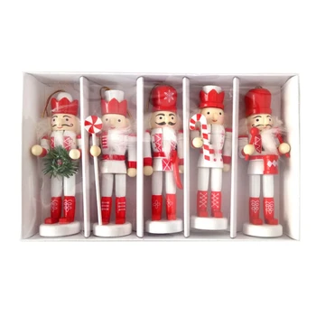 

5Pcs 12cm Nutcracker Puppet Christmas Ornaments Desktop Decoration Cartoons Drawing Walnuts Soldiers Dolls Nutcracker Miniatures