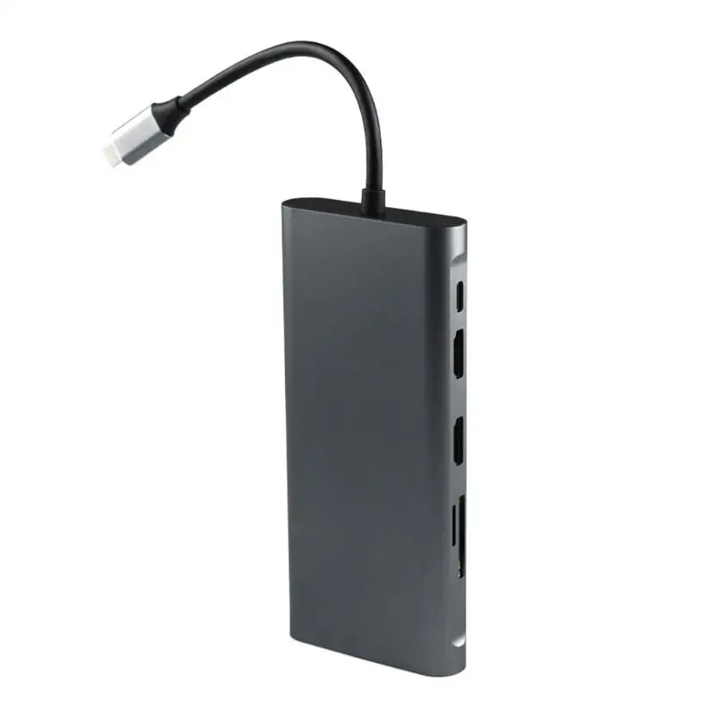 11 в 1 Тип C концентратор Портативный кабель-Переходник USB C на 2xhdmi+ VGA+ 4xUSB3. 0+ RJ45+ PD+ TF карт ридер адаптер USB хаб для портативных компьютеров