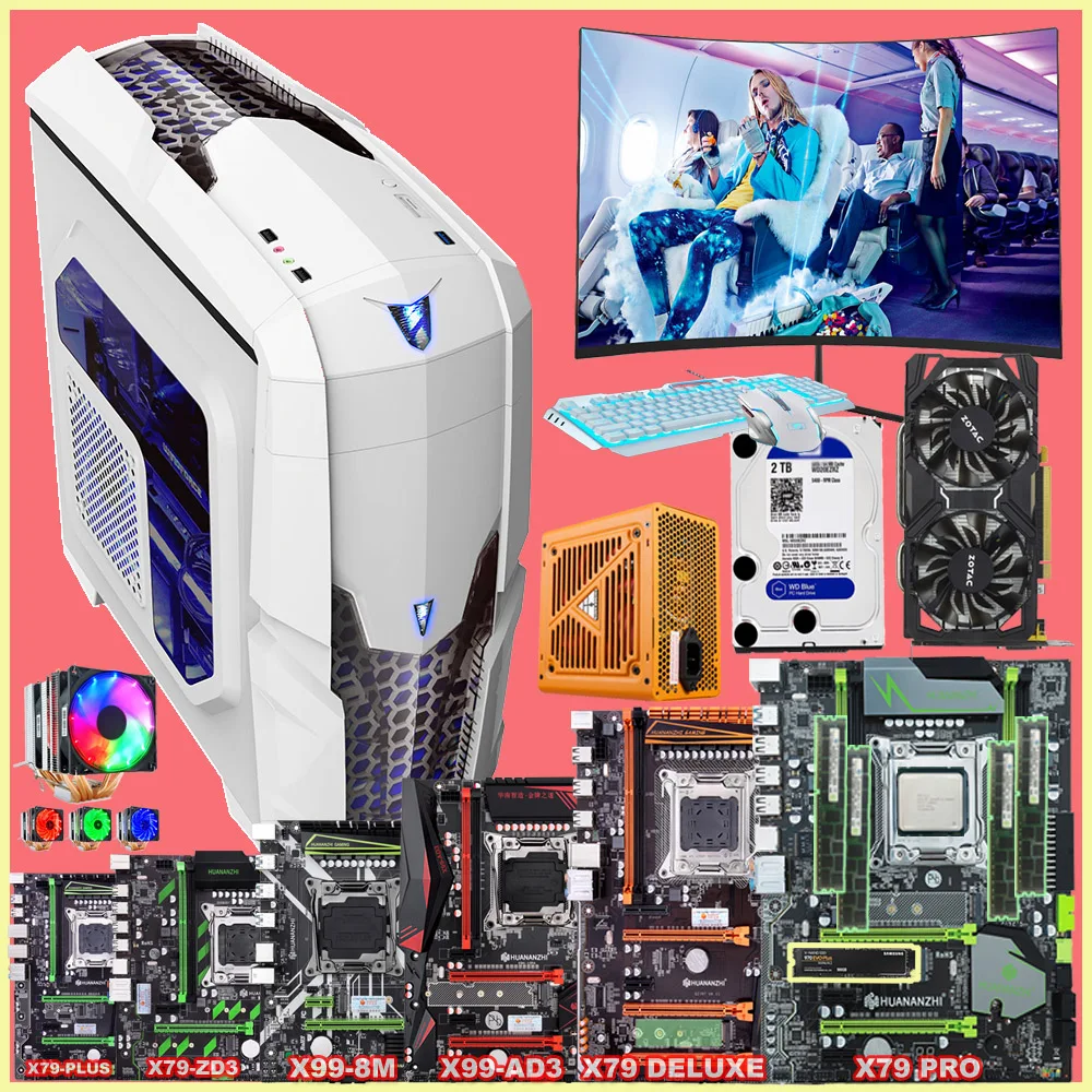 Полный комплект компьютерных материнских плат HUANANZHI Runing X79/X99 500G SSD 1650V2/2670V2 RAM 64G(4*16G)