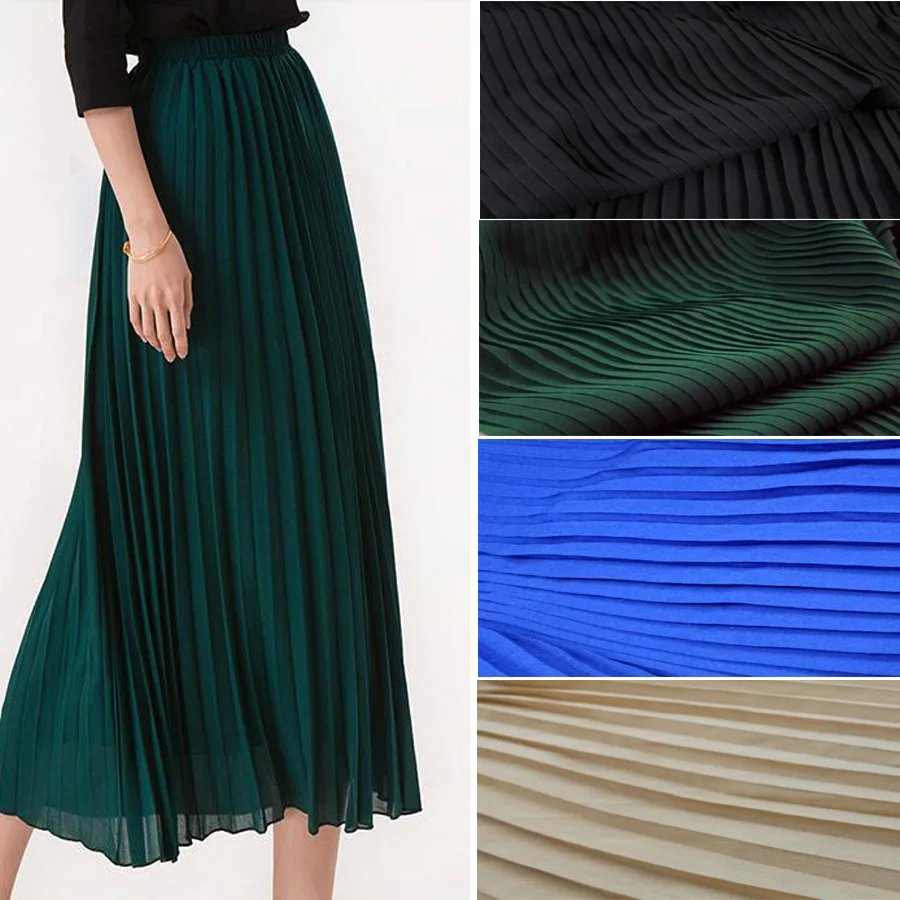 Шифоновая плиссированная юбка Ткань Твердый орган мятая Мягкая дышащая DIY юбка платье шарф ткань