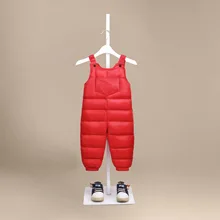 Зимние Детские Пуховые штаны; Верхняя одежда для девочек; плотные пуховые штаны с высокой талией для малышей; теплые штаны на подтяжках для маленьких мальчиков