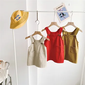 

2-7 Years Baby Girls Clothes 2020 Autumn Toddler Cute Kids Girls Overalls Toddler Cotton Pocket Overalls Dress Girls Clothes