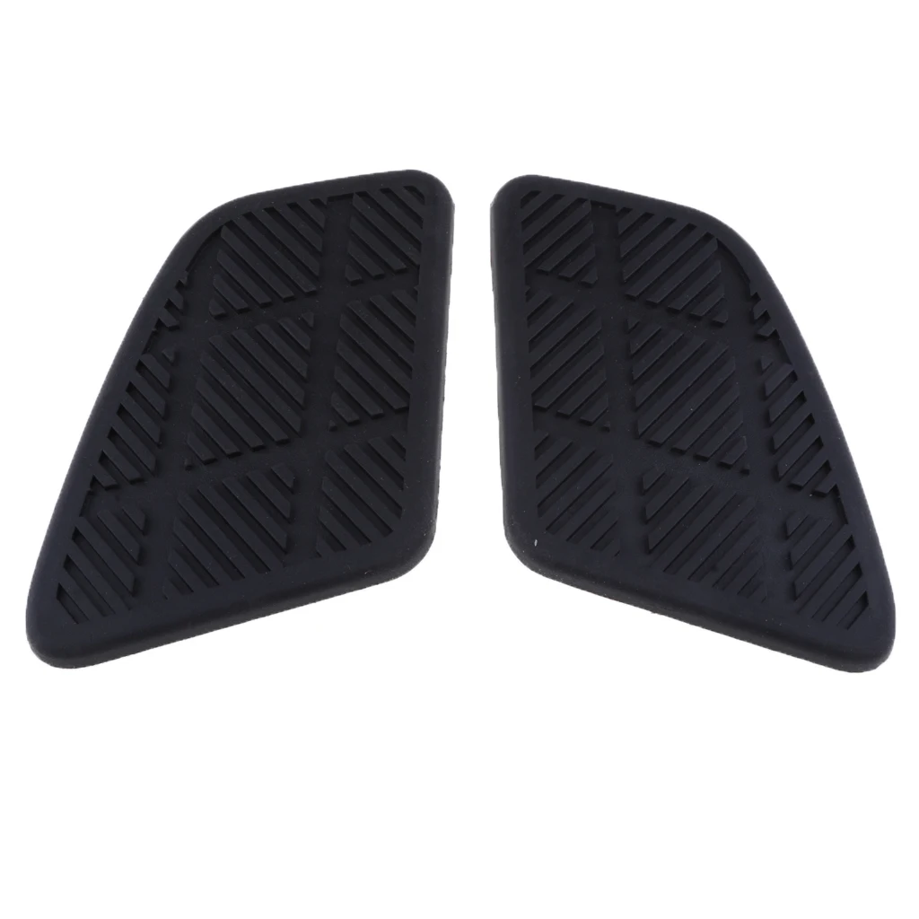 2x Rubber Black Fuel Tank Traction Pad Gas Side Knee Grip Protector Decals Sticker for Motorcycles Universal, Square Shape