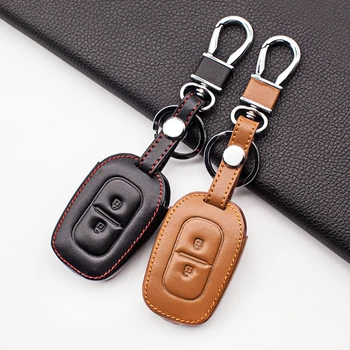 

2 Button car leather remote key fob cover case for Renault kwid traffic symbol for dacia sandero logan duster 2016 2017 2018