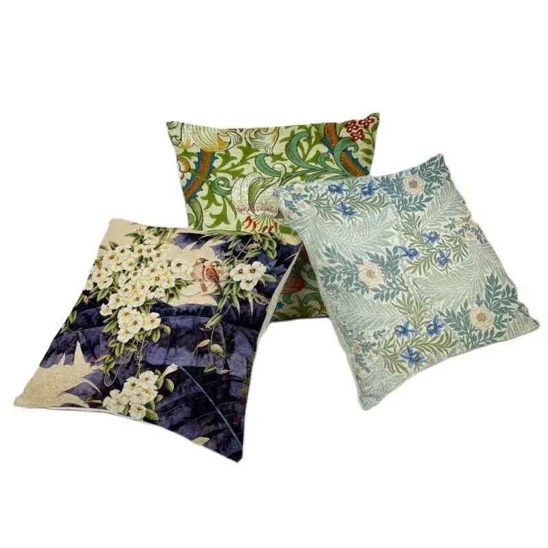 Vintage Chinese Style Cushion Cover Flower Bird Image Green Leaves Pretty Peony Tulip House Garden Decor 45*45cm and 30*50cm | Дом и сад