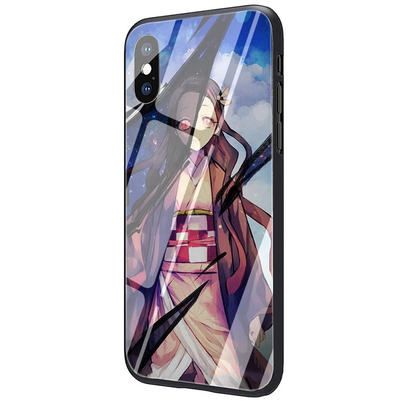 EWAU аниме Kimetsu no Yaiba закаленное стекло чехол для телефона iPhone 5 5S SE 6 6s 7 8 plus X XR XS 11 pro Max - Цвет: G6