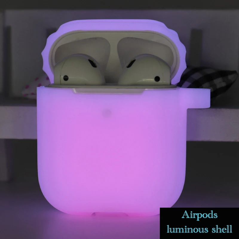 Светящийся сплошной цвет Airpods чехол для Apple Bluetooth гарнитура 1/2 зарядная коробка новые аксессуары для кожи против падения пыли
