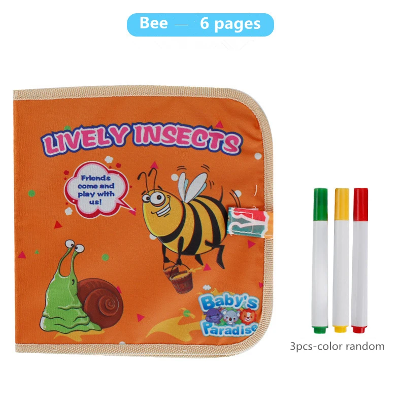Bee 6 pages Детский портативный графический планшет, креативная доска для граффити, многофункциональный почерк, стираемый двухсторонний планшет - Цвет: Bee 6 pages