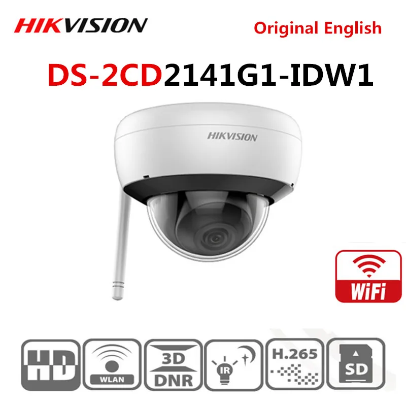 Hikvision Международная английская версия 4 МП wifi ИК фиксированная Сетевая купольная камера DS-2CD2141G1-IDW1 Поддержка встроенного микрофона H.265