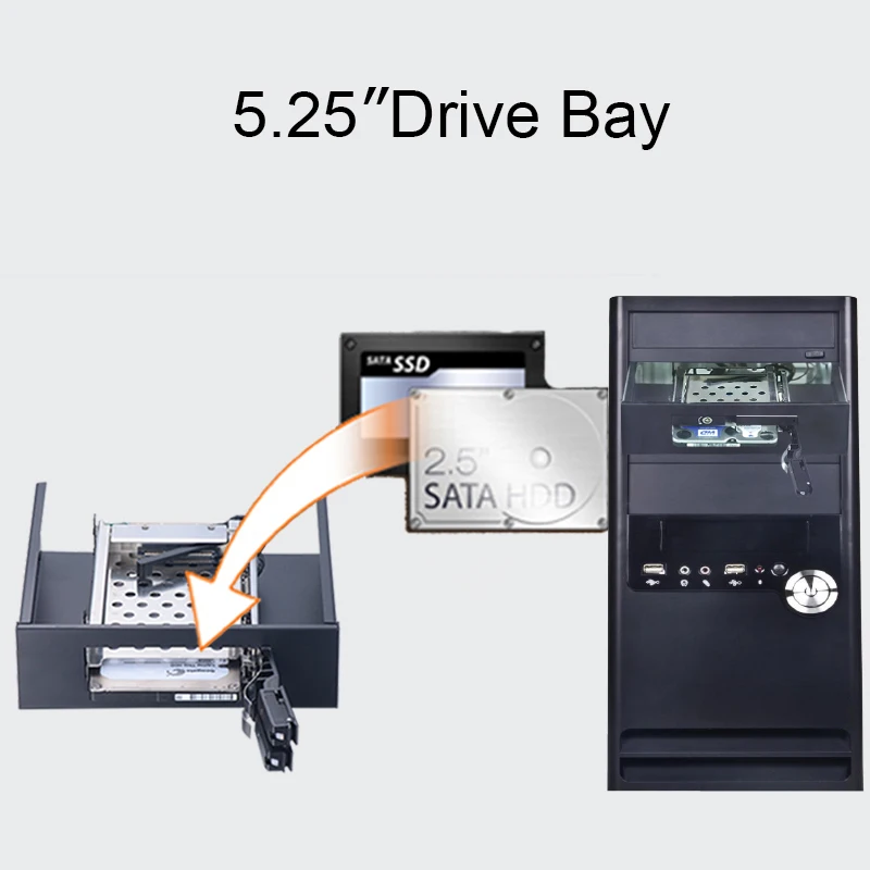 Uniatop 2x2," Алюминиевый SATA лоток-меньше горячей замены SSD HDD Мобильная стойка для 5,25" отсек оптического привода