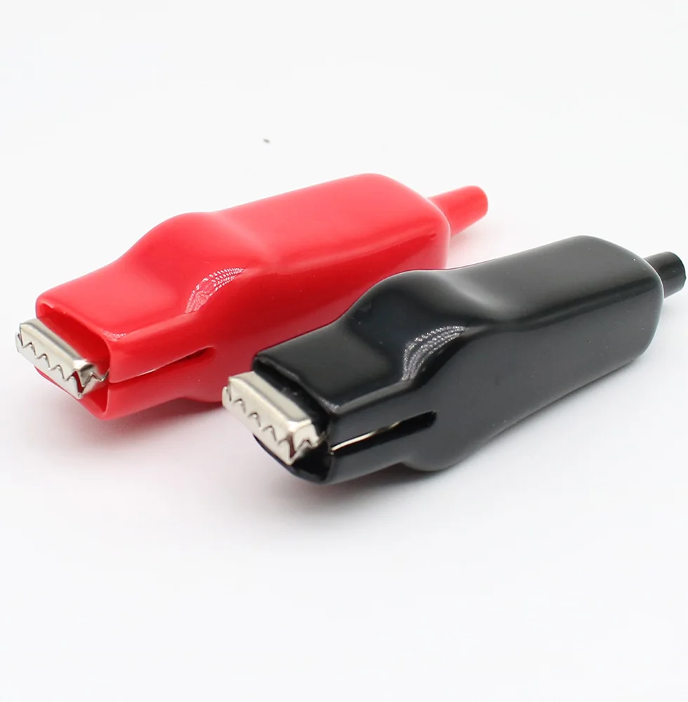 2Pcs 20A 65mm full sheath crocodile clamp flat mouth test clamp full package electronic experiment spring alligator clips electric test clamp test clip electrical clamp