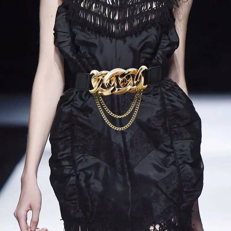 Fashion Tassel Gold Chain Belt Female Waist Stretch Cummerbunds Plus Size  Elastic Corset Belts For Women Dress Waistband - AliExpress 200000297