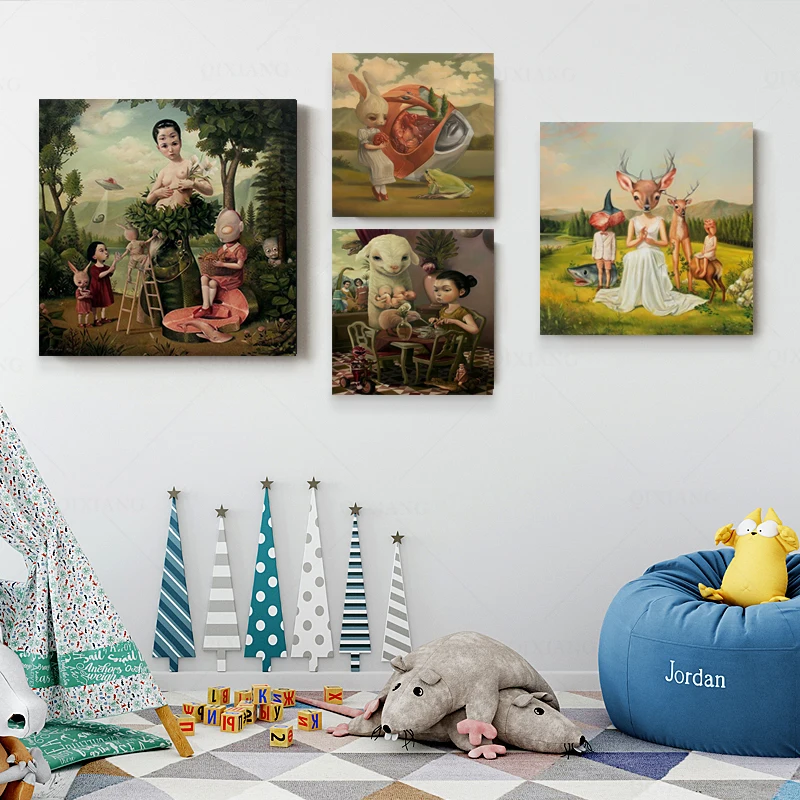 Настенные художественные плакаты Mark Ryden для детей странный темный мир холст
