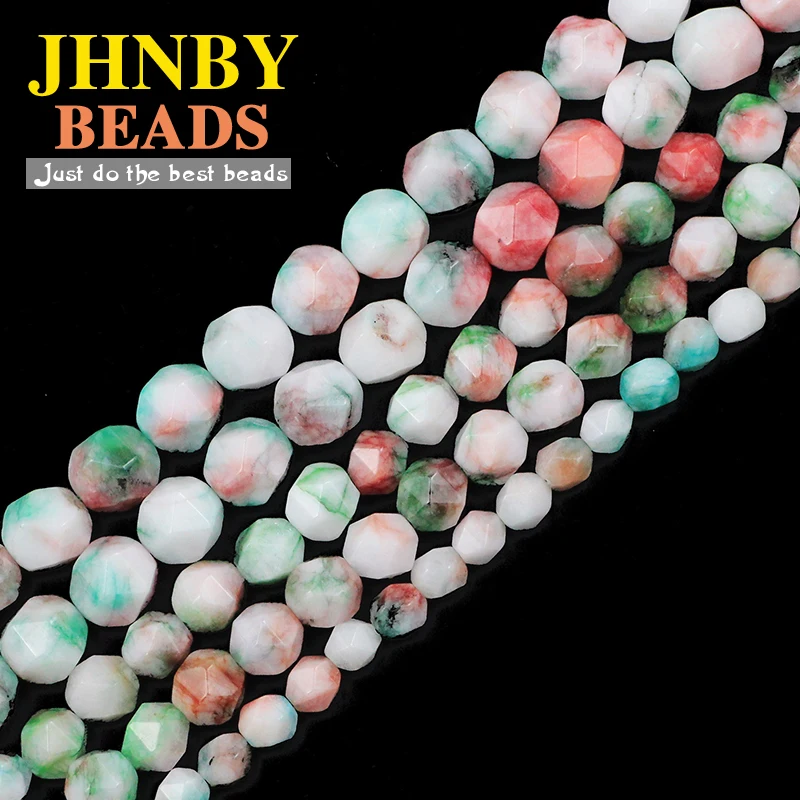 

JHNBY Big Faceted Flower Korea Jadee Natural Stone 6/8/10MM charm Spacers Loose beads for Jewelry making DIY bracelets Findings