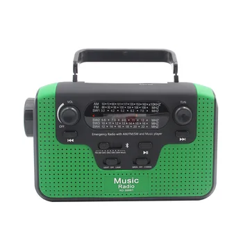 

Solar Charging LED Flashlight Bluetooth Radio Speaker Travel AM FM Business Trip Portable Hand Crank Tunable Car USB Emergency