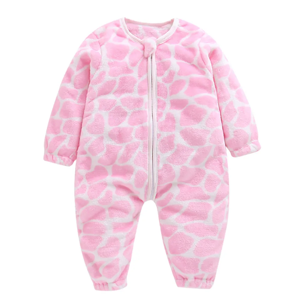 Winter Newborn Rompers Sleeping Bag Print Thick Warm Cotton Children's Flannel Baby Girls Jumpsuits Boy Sleeping Clothes#sw1