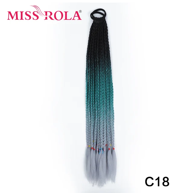 Synthetic Chignon Hair 60cm Hair Color Gradient Dirty Braided Ponytail Women Elastic Hair Rubber Band Hair Accessories Headband C18
