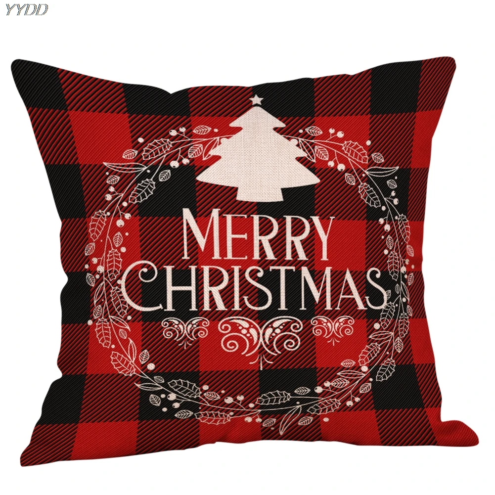 YYDD Рождественская Подушка Чехол Рождество Buffalo Plaid дом Декор льняная подушка чехол s для дивана, подушка, Cover18 X 18 дюймов