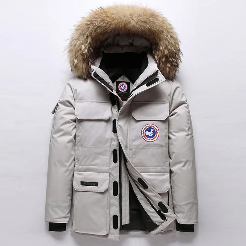

South Korea's New Winter 2019 Down Jacket Trend For Men And Women Short Style Thick Hooded White Duck Down Coat Fur Collar