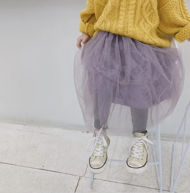 New Wholesale Girls Patchwork Leggings Fashion Autumn Winter Cotton Mesh Soft Girls Leggings 2-7t PQ813