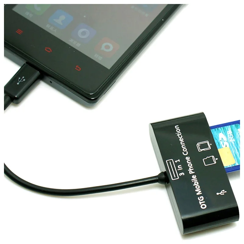 3в1 Micro USB адаптер SD кард-ридер для OTG мобильного телефона черный-SCL