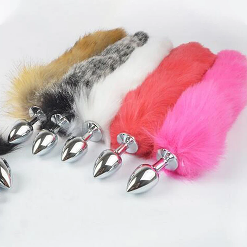 Анальная пробка в игры для взрослых лисий хвост нержавеющая сталь интимные