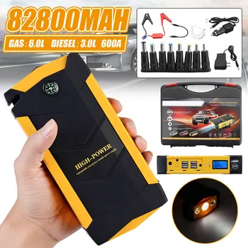 

82800mAh 12V 600A USB High Capacity Car Jump Starter LED Light Mutifuction Portable Car Battery Booster Charger Power Bank