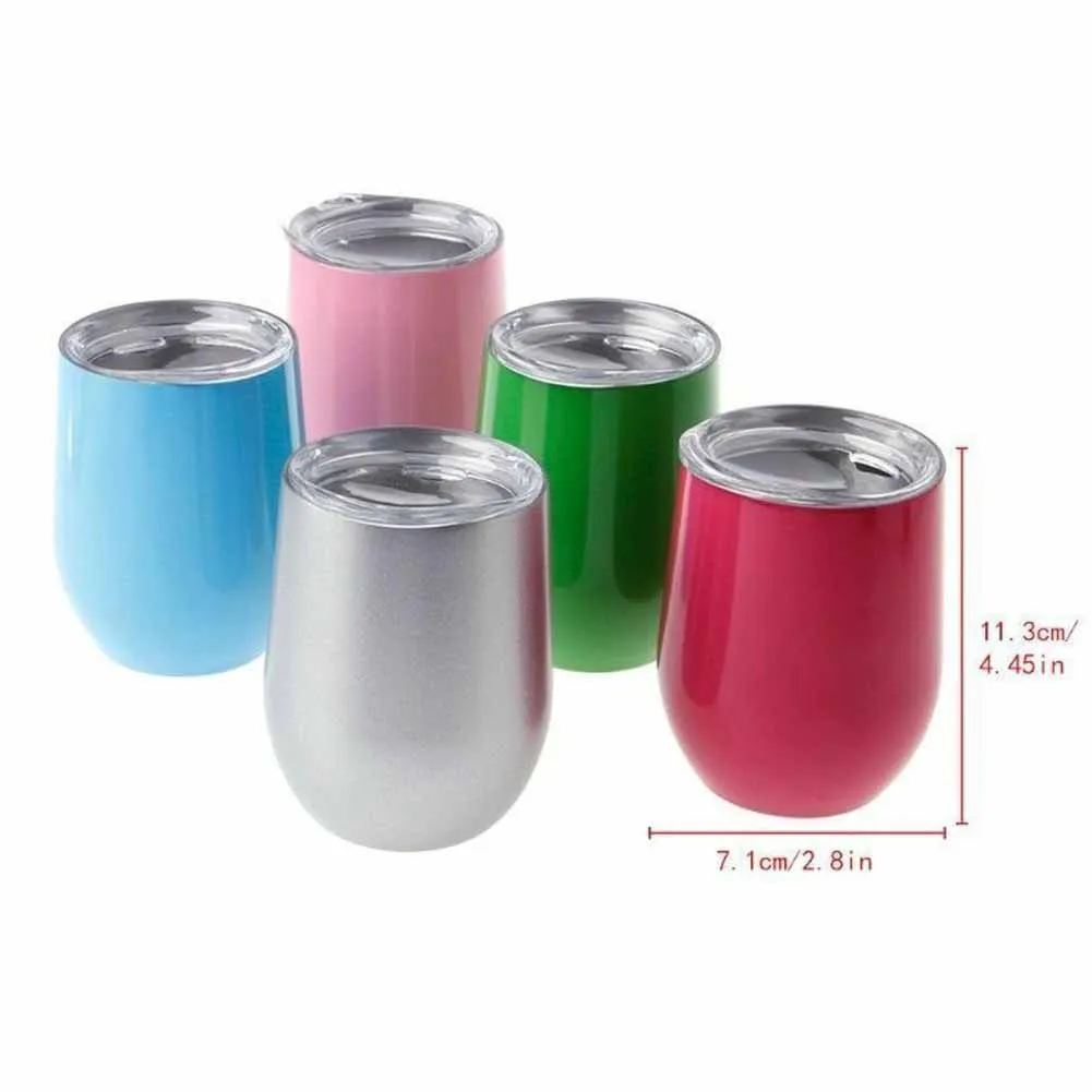 Stemless вино чай кофе чашка из нержавеющей стали Изолированная форма яйца пивная Питьевая чашка подарок металлический Кубок кружка с крышкой