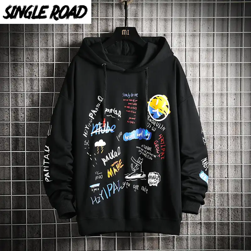 SingleRoad Sudadera de gran tamaño para hombre, sudadera de Hip Hop de  hombre, ropa informal japonesa de Anime Harajuku, Sudadera con capucha  negra, sudadera para hombre|Sudaderas con capucha y sudaderas| - AliExpress