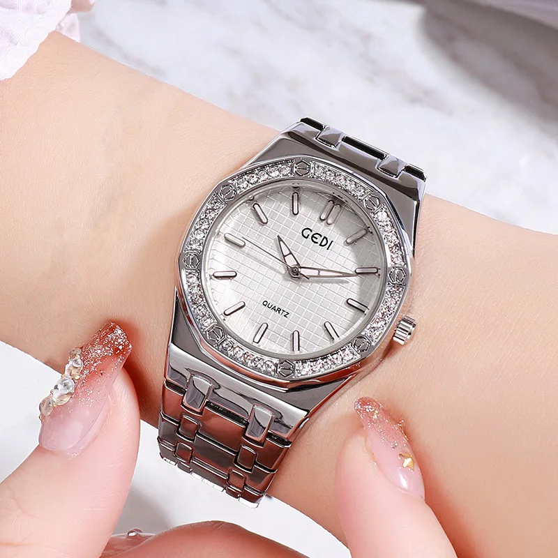 Часы Ms. Diamond Simple Tuhao Gold водонепроницаемые Модные классические женские часы с