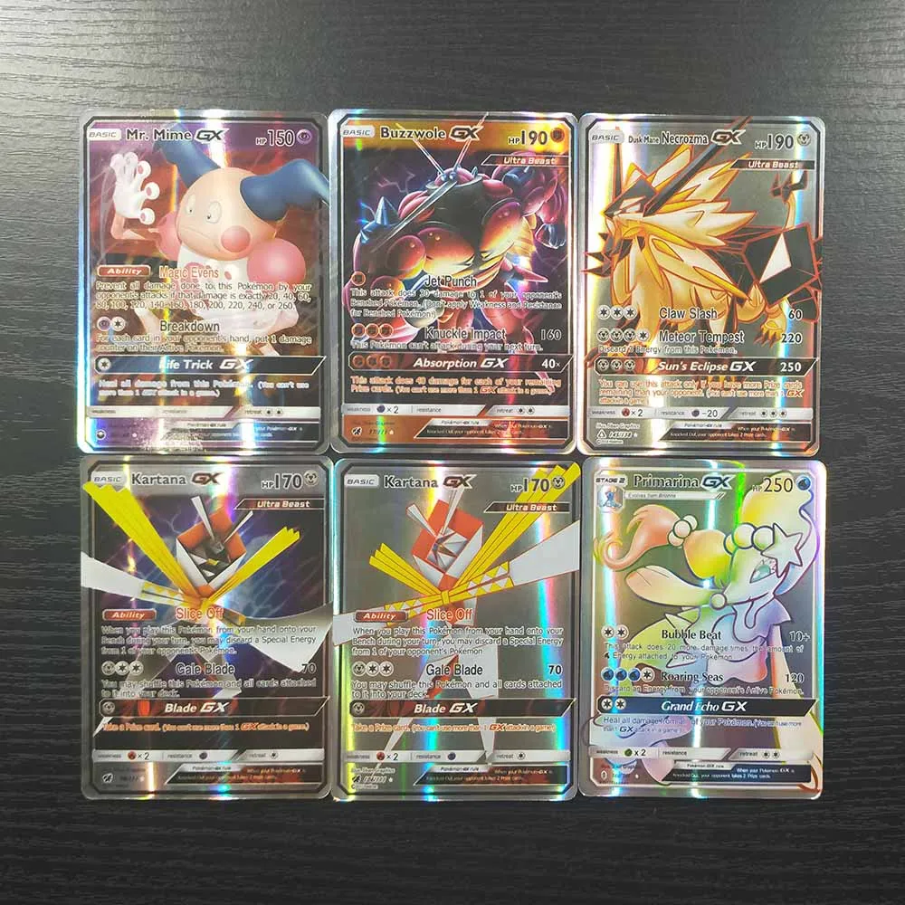TAKARA TOMY, 100 шт., Покемон, карты, коллекция Sun Moon, битва, сияющая карточная колода, настольная игра, детские игрушки, 95 GX, 5 мега флэш-карт