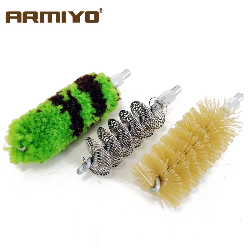 

Armiyo 3pcs/set 12GA 18.5mm Barrel Cleaner Wool Metal Bristle Gun Bore Brush Hunting Cleaning Kit Accessories Thread Size 10-32T