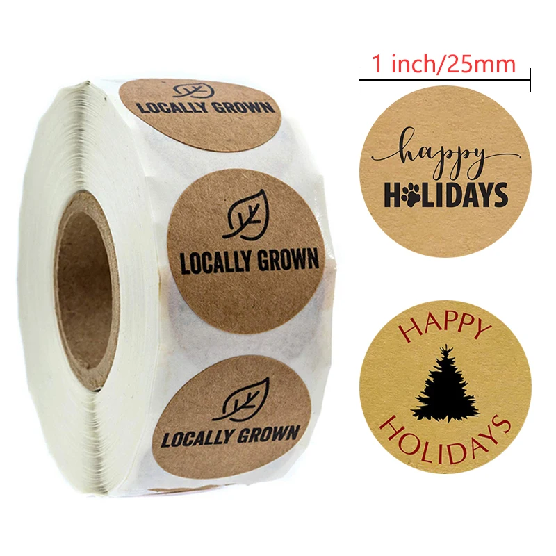 500 шт/рулон счастливых праздников рождественской вечеринки Подарочные наклейки