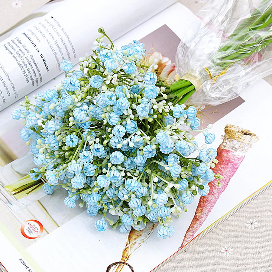 Blue Гипсофилы пластиковые цветы искусственные 12 шт. DIY Свадебный Цветочный букет свадебная композиция домашний обеденный стол Декор детское дыхание - Цвет: Blue