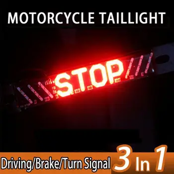 

3 in 1Universal LED Motorcycle Stripe Stop Lamp Turning Left/right Waterproof Rear Tail Turn Signal License Plate Light DRL Lamp