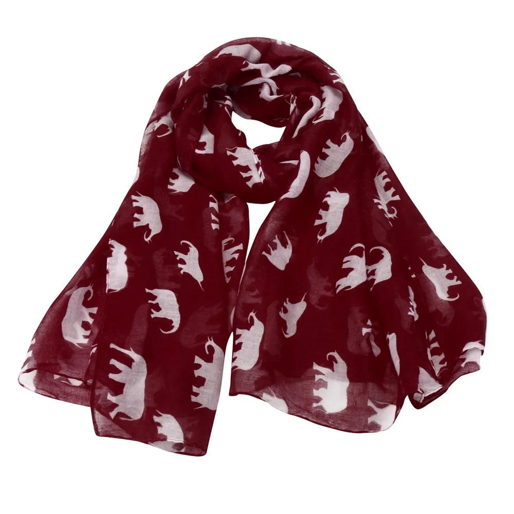 Thin Shawls Floral Print Scarf For Ladies Satin Scarf Lady Womens Long Cute Elephant Print Scarf Wraps Shawl Soft Scarves