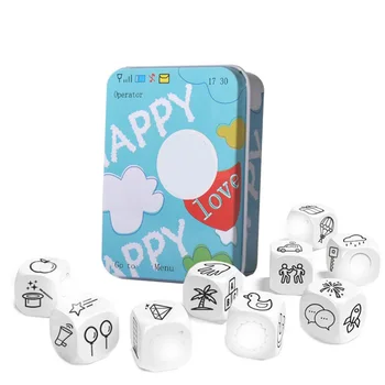 

Story Dice Puzzle Board Game Telling Story Metal Boxes Family/Party/Friends Parents with Children Funny English Game