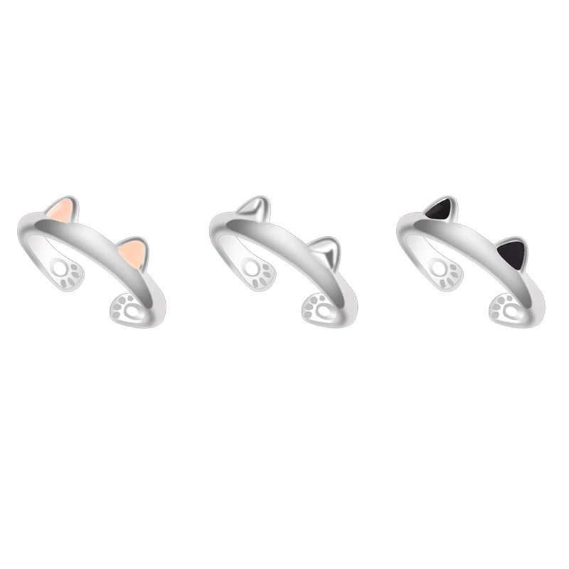Trendy Animal Ring Vintage Charm Anime Of Movies Adjustable Cat Ear Rings For Women Christmas Halloween Party Gift silver ring,stainless steel ring,adjustable rings,animal ring