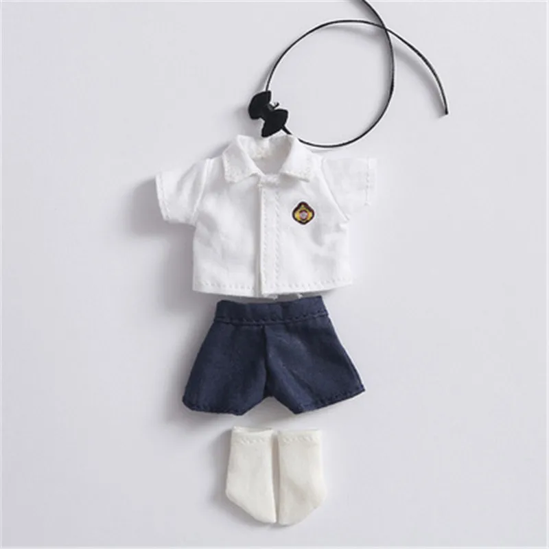 Модная Одежда для кукол, рубашка с коротким рукавом, галстук, школьная форма, набор для OB11, Obitsu 11, Molly, 1/12 BJD, аксессуары для куклы - Цвет: white shorts set