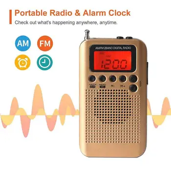

Portable AM FM Two Band Radio with Alarm Clock & Sleep Timer Digital Tuning Stereo Radio with 3.5mm Headphone Jack for Walking