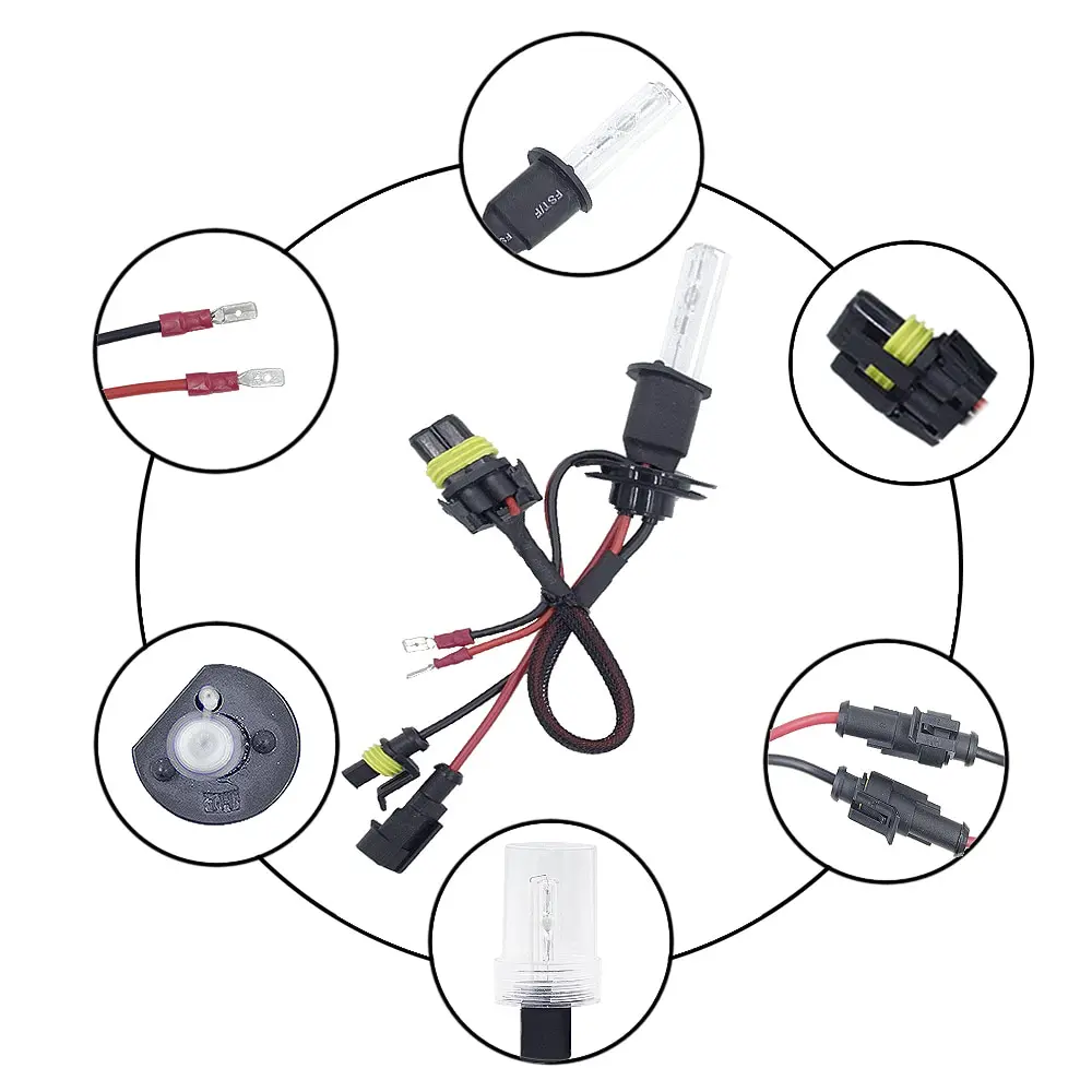 2 шт 12В 55 Вт Ксеон H4 лампы H7 H1 H3 Xenon HID Conversion Kit KitH11 H8 9005 Авто галогенные лампы основного лампа 3000k 4300k 5000K 6000k 8000K