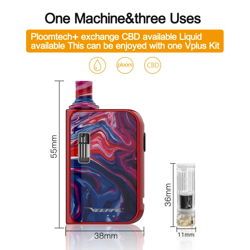 Electronic Cigarette Veeape Vplus vape pen kit 1.2ml cartridge 650mAh builtin battery 1.3ohm Ceramic Core fit Ploomtech+ (5)