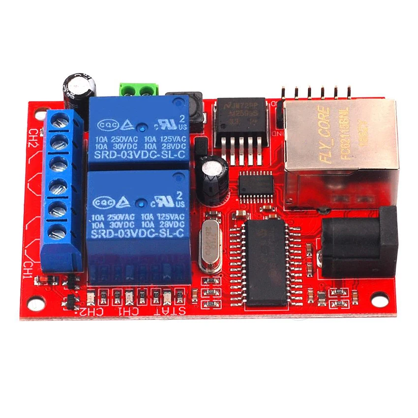 Liukouu HHC-N2DC Ethernet Commutateur de temporisation de carte relais 2 canaux Module de contrôleur domestique intelligent 