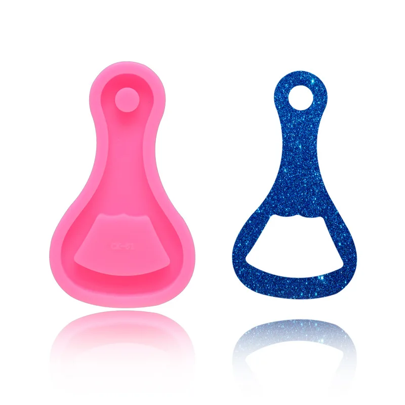 

1PC bottle opener shape silicone mold resin mold pink diy key chain resin jewelry Eco-Friendly cake decoration tool