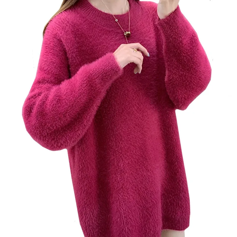 

Commuter Fashion Extremely Cold Winter Women Sweater Harajuku Solid Long Loose Keep Warm Knittshirt Pullover Female